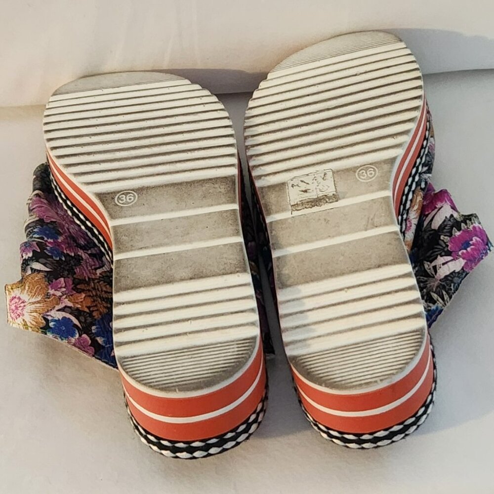 L'Artiste by Spring Step mules sz 36 sz 5.5 6 floral open toe leather GUC - Picture 5 of 6